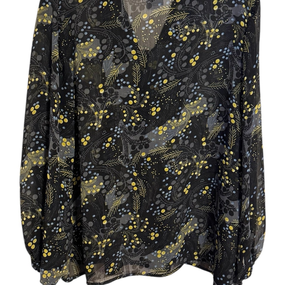 Lane Bryant Black Print Neckline Tie Blouse   PLUS: 18/20      #T - Picture 6 of 8